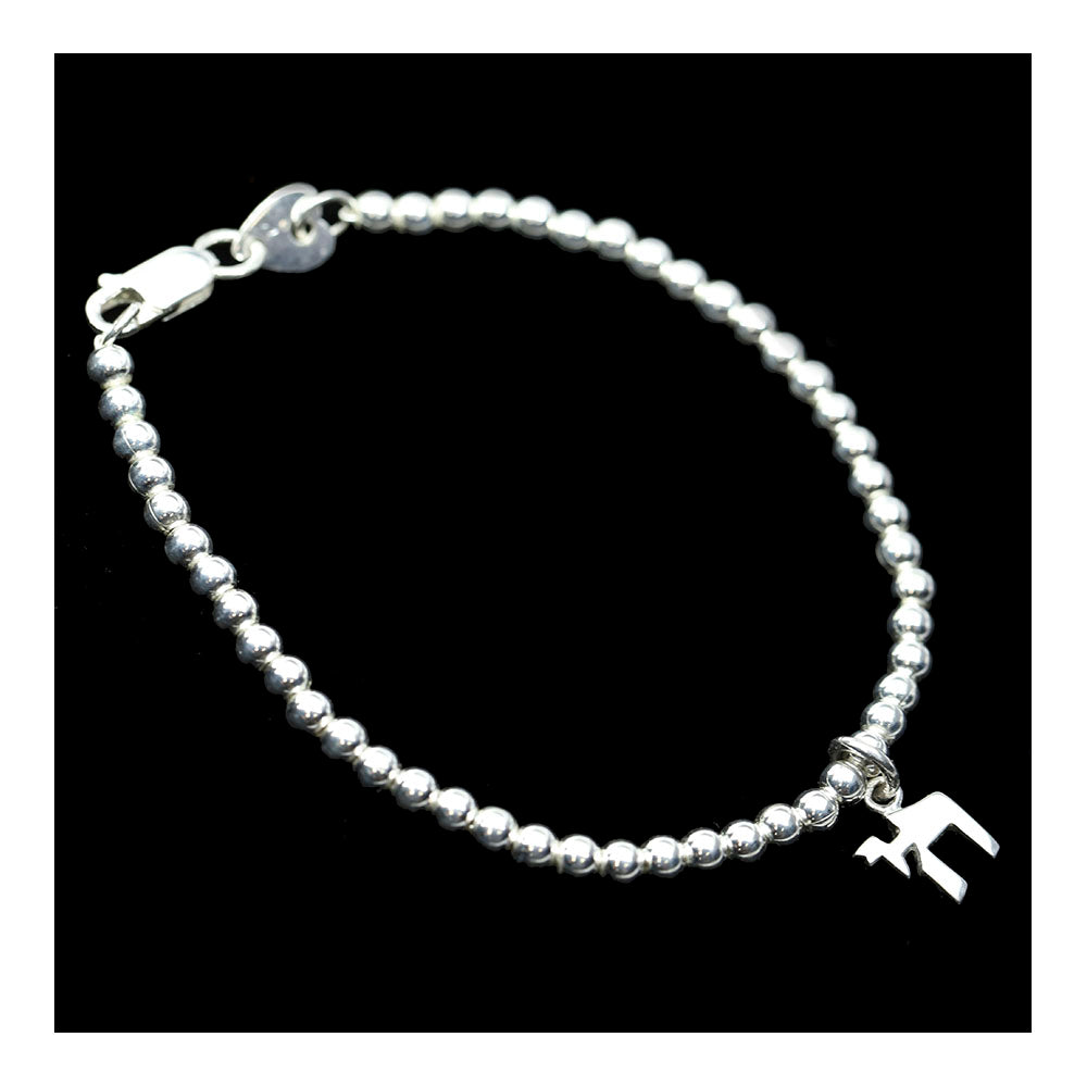 Sterling 4mm Ball Bracelet with Chai