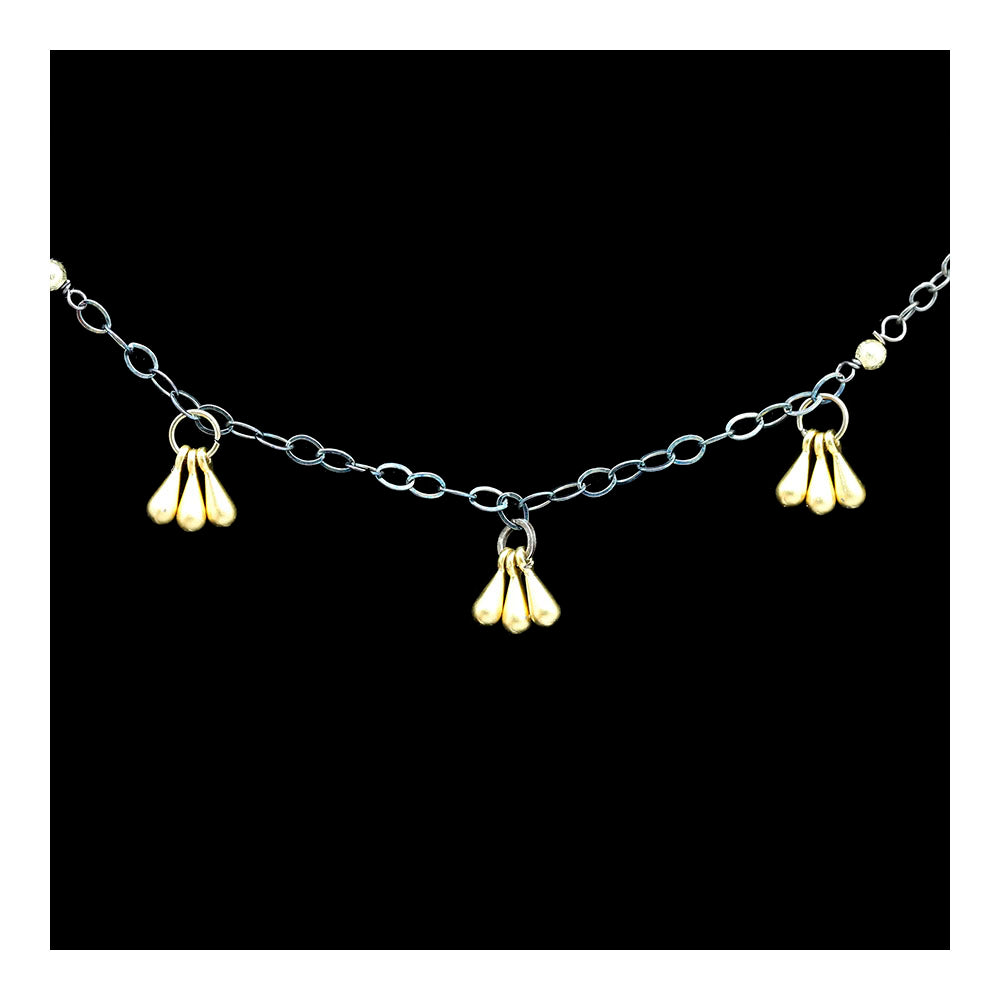 Matte Gold Drops on Sterling Necklace