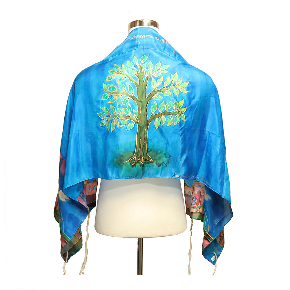 Silk Tree Tallit Set with Pink Jerusalem