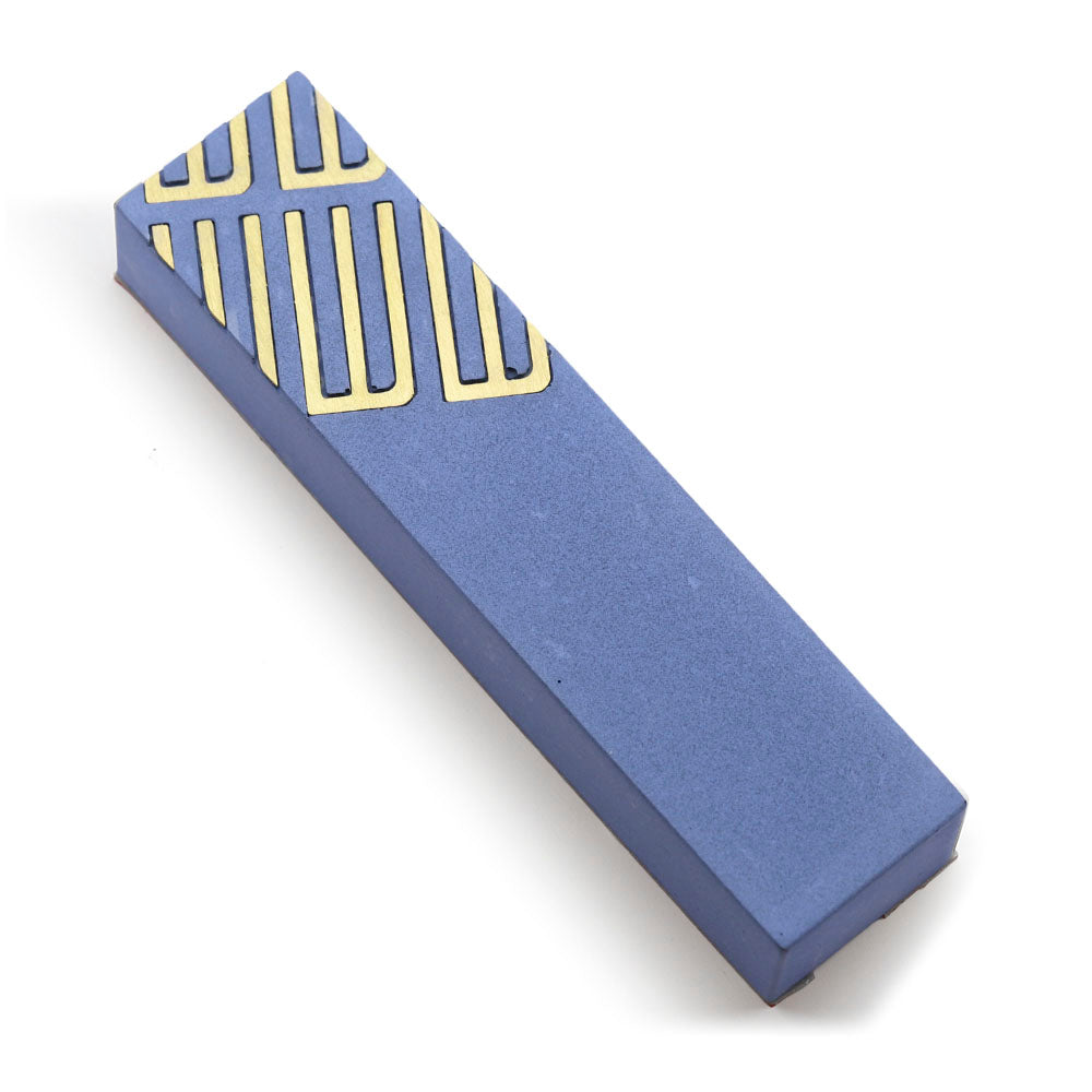 Blue Cement and Metal Mezuzah