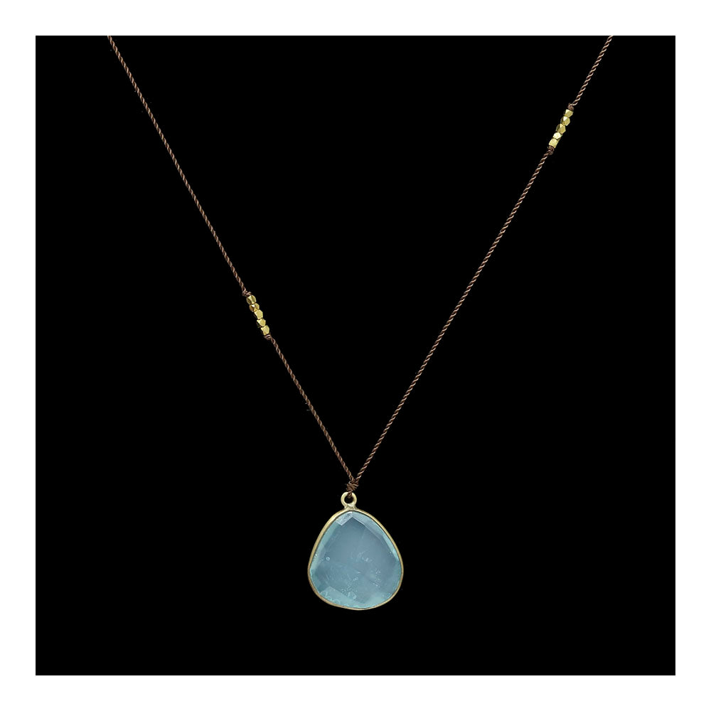 Aqua Chalcedony with Brass Necklace