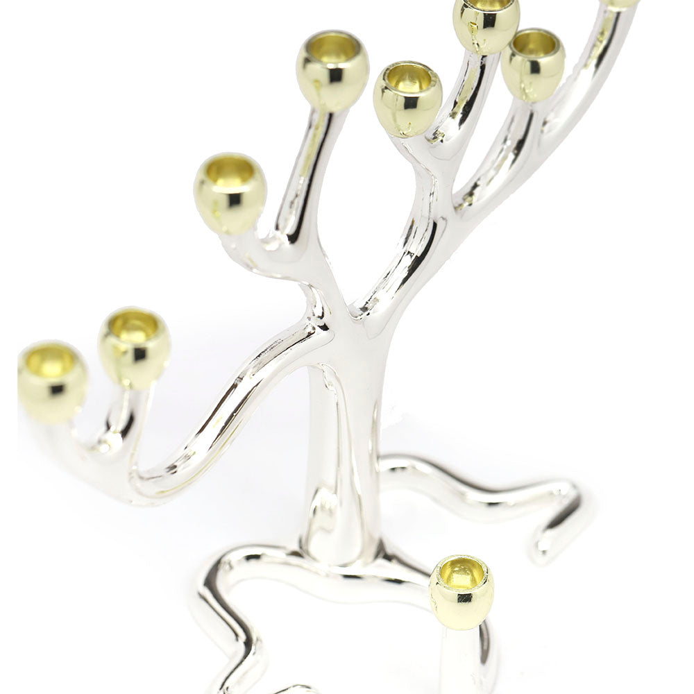 Tree of Life Hanukkiah w/ Gold Tone Cups