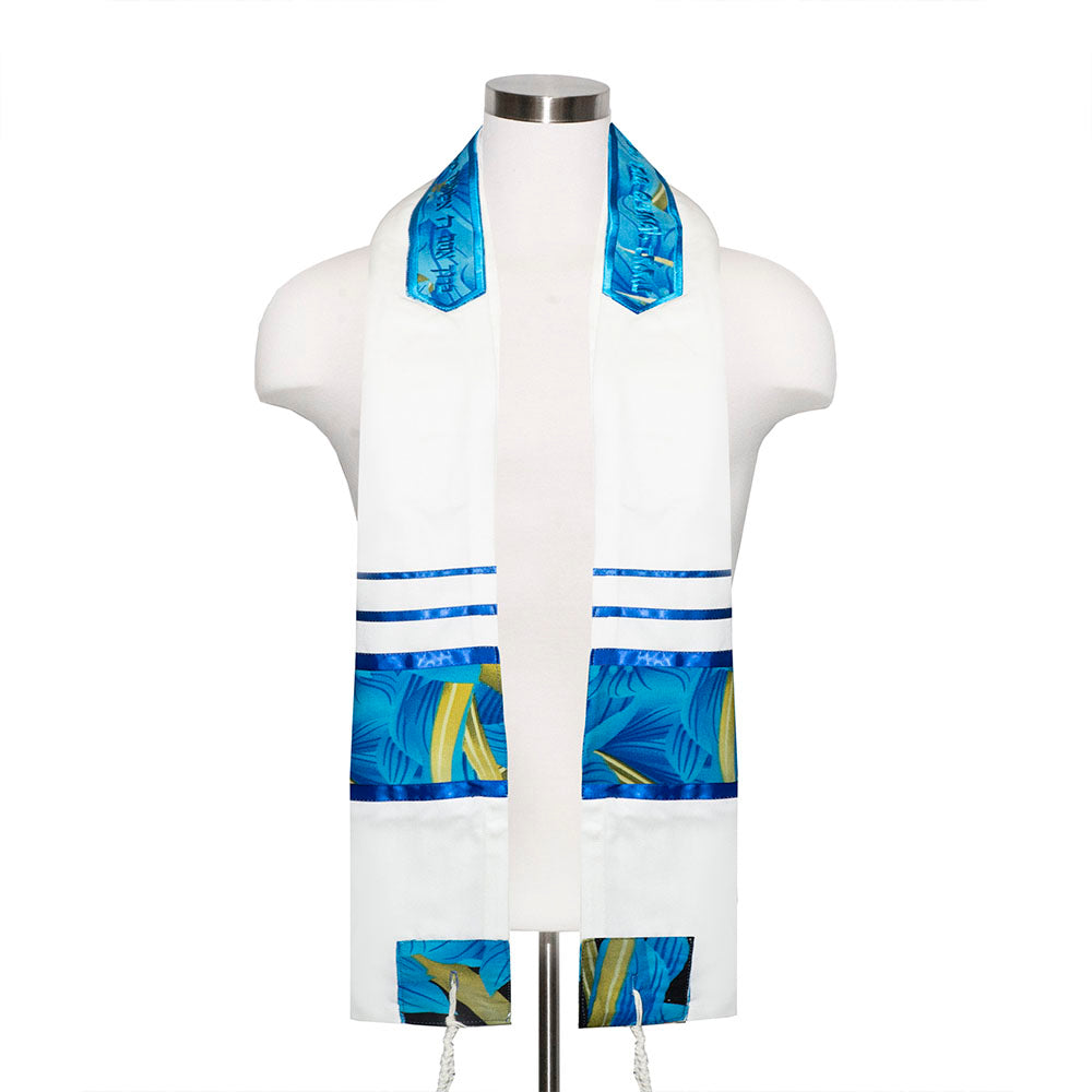 Blue and White Floral Tallit buy