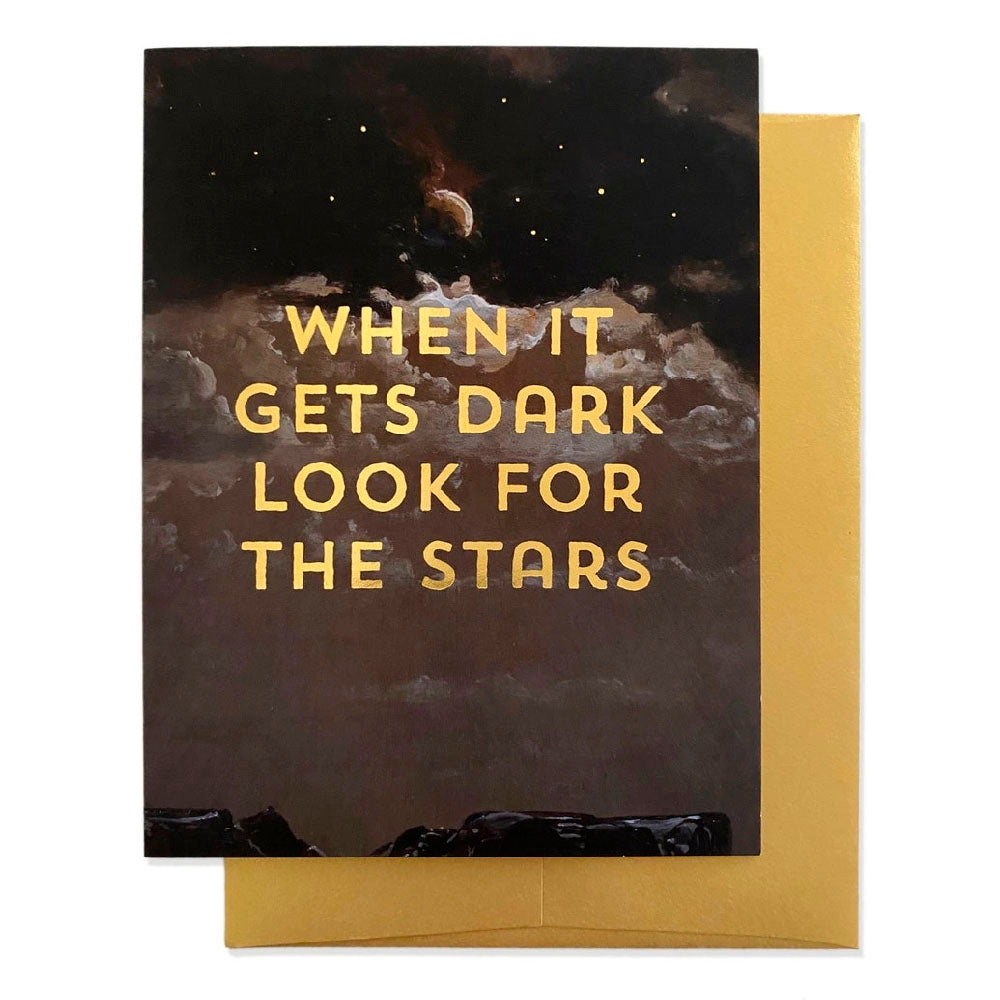 Dark Stars Greeting Card - Gold Foil