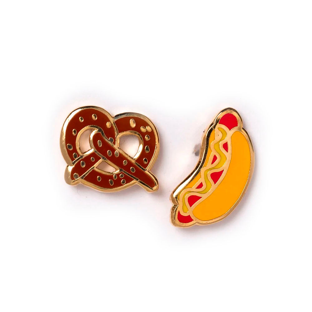 Hot Dog & Pretzel Stud Earrings