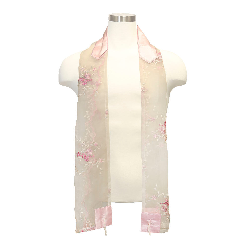 Tallit Set Sheer Pink Organza Flowers