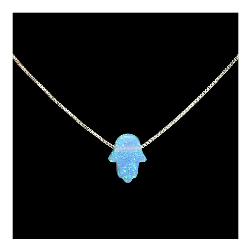 Blue Opal Hamsa Necklace