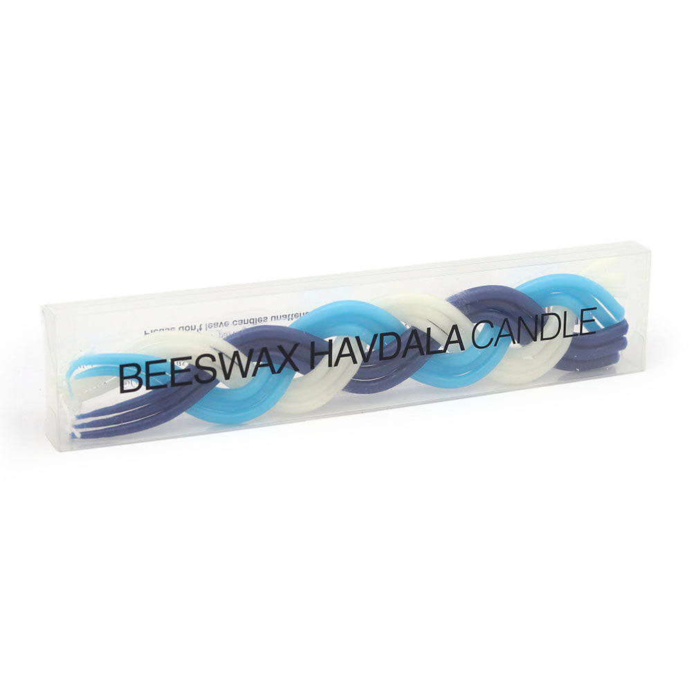 Colorful Blue Beeswax Havdalah Candle