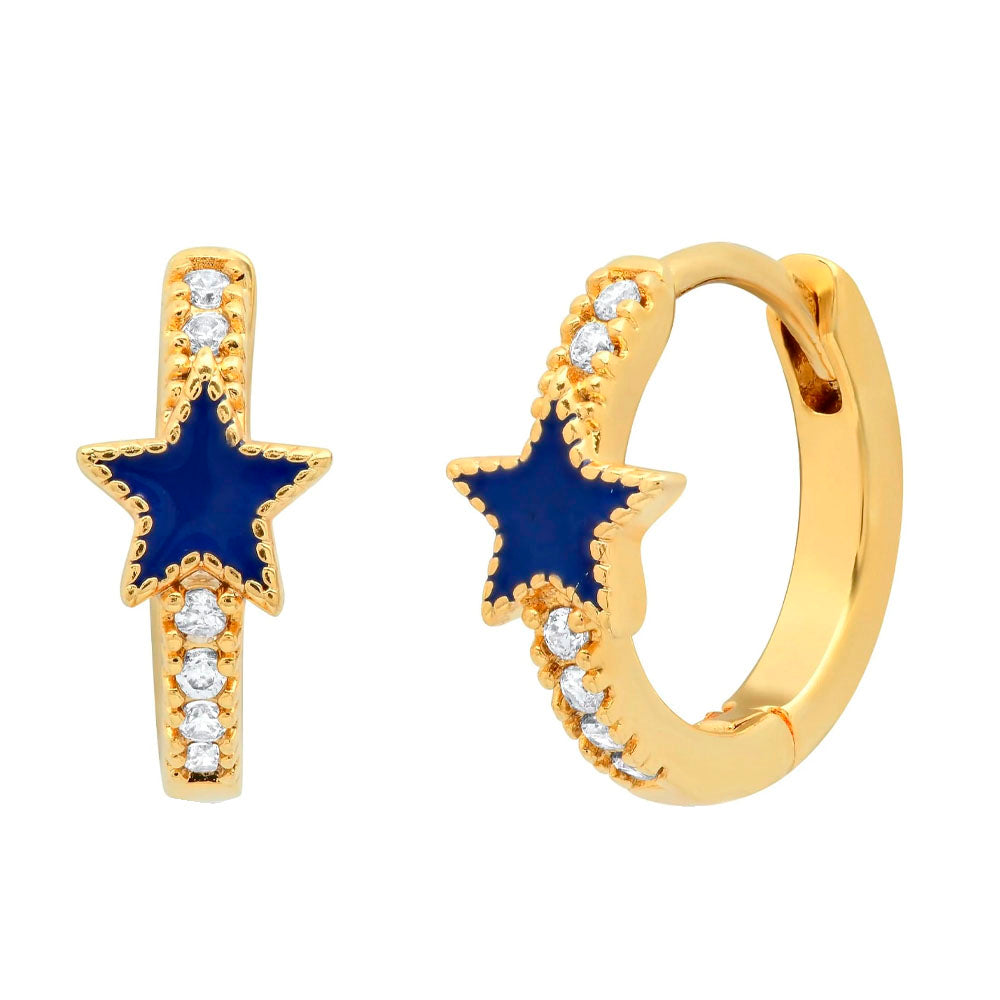 Star Enamel Huggie Earrings