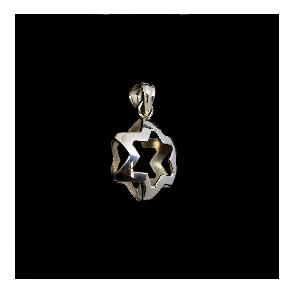 14K Gold Puff Star of David Pendant