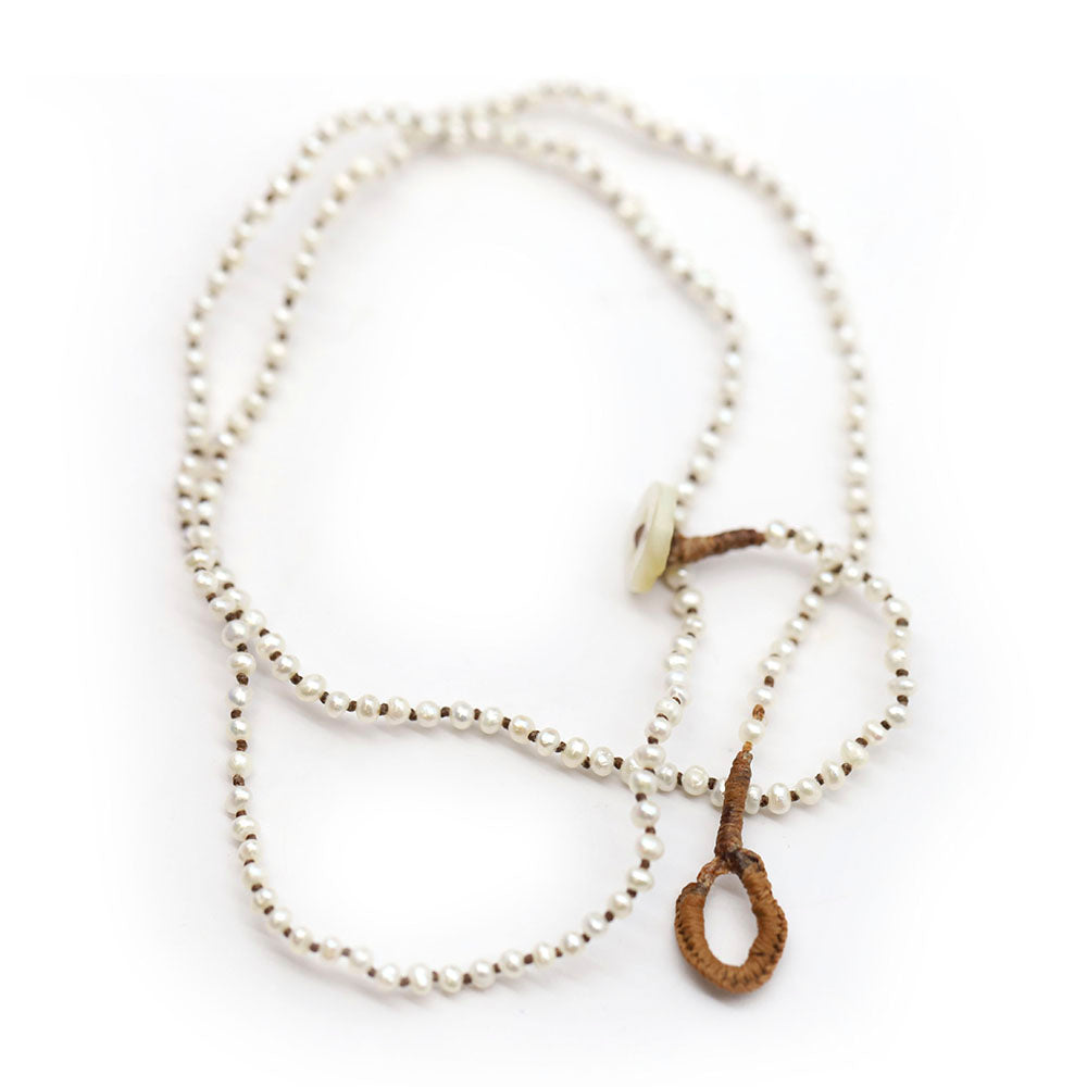 Micro Pearl Button Necklace