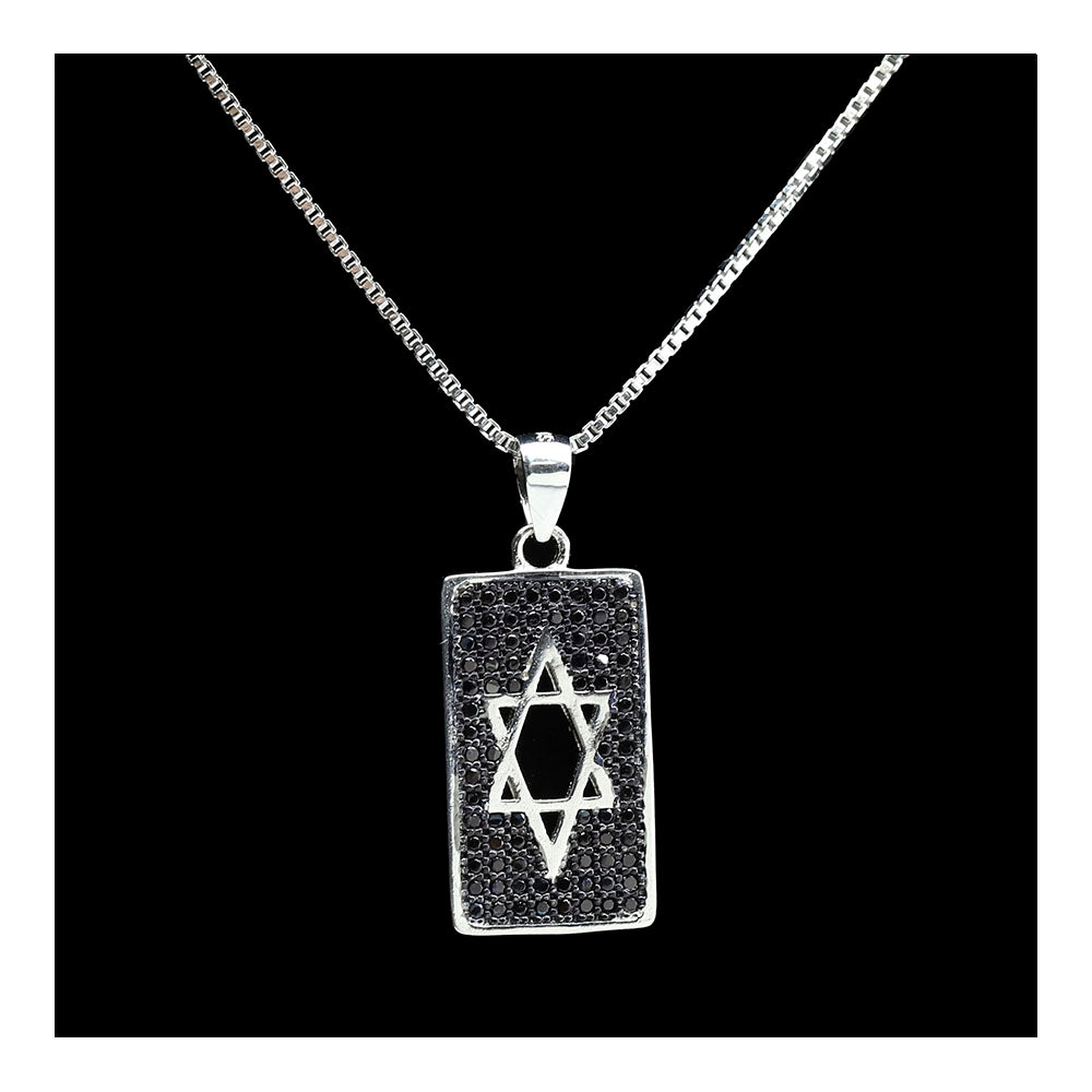 Pendant- Start of David on Marcasite Square in Sterling Silver