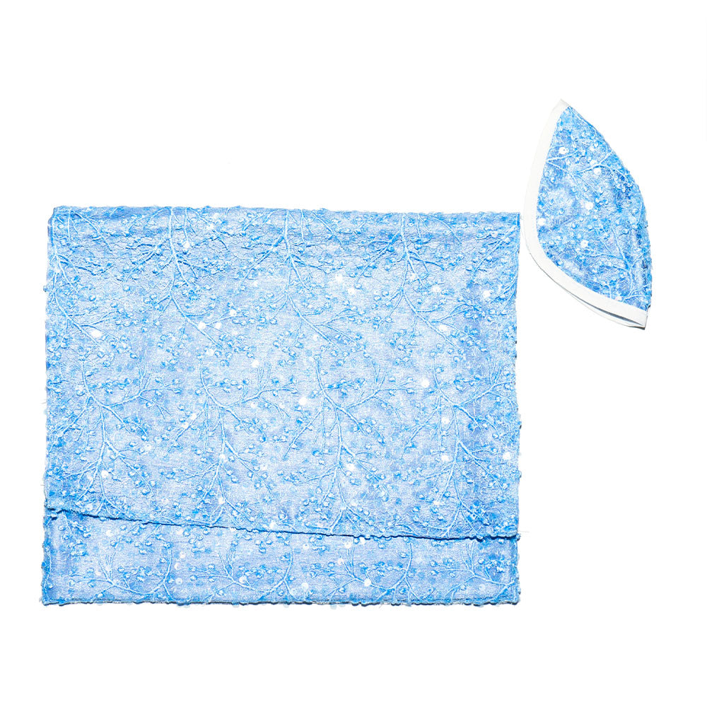 Blue Sequin Tree of Life Tallit Set
