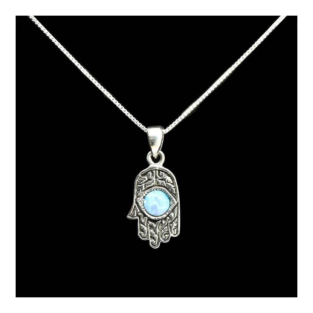 Sterling Hamsa with Opal Necklace