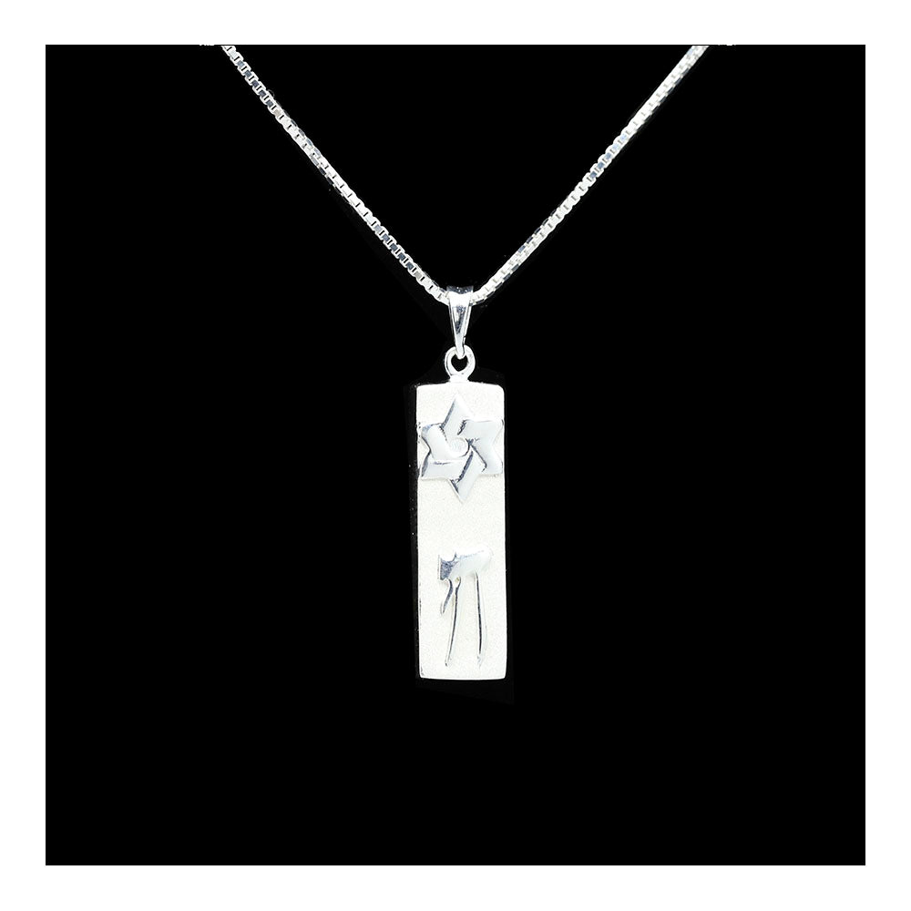 Star of David and Chai on Mezuza Necklace