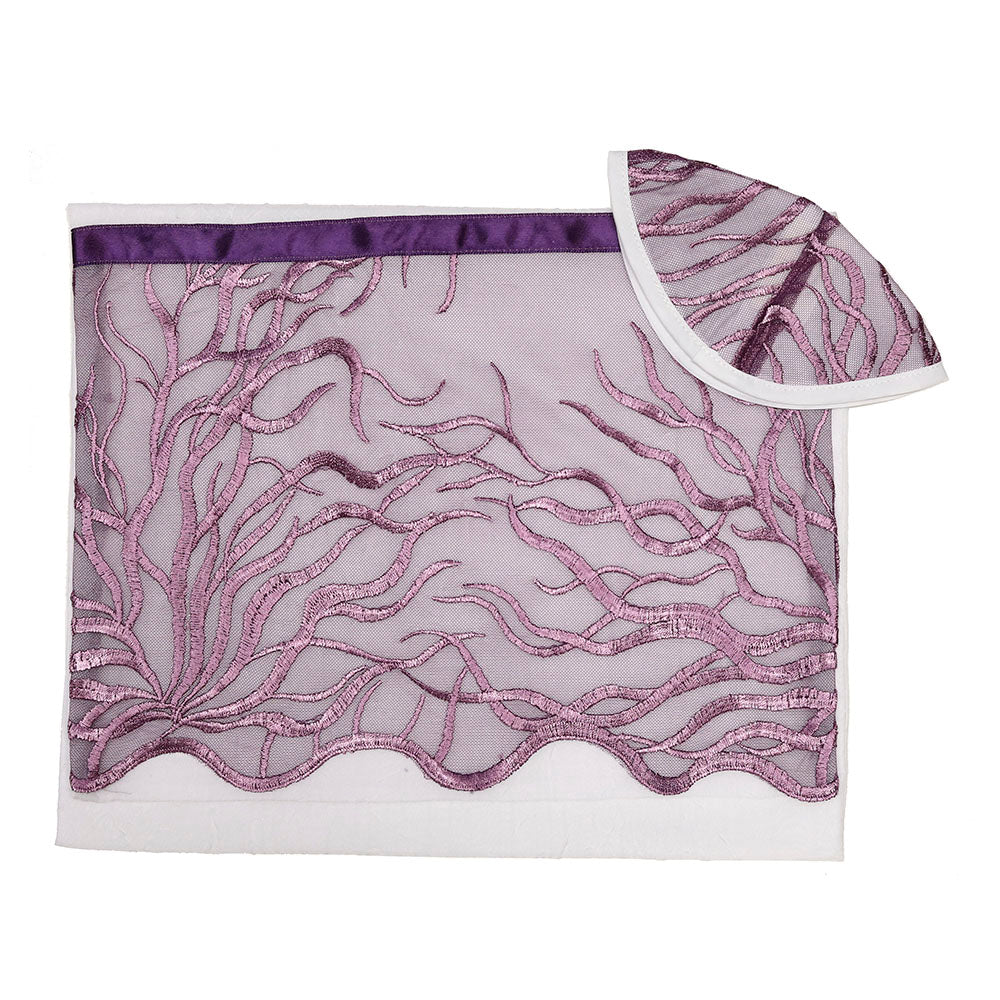 Tallit Set- Tree of Life in Purple