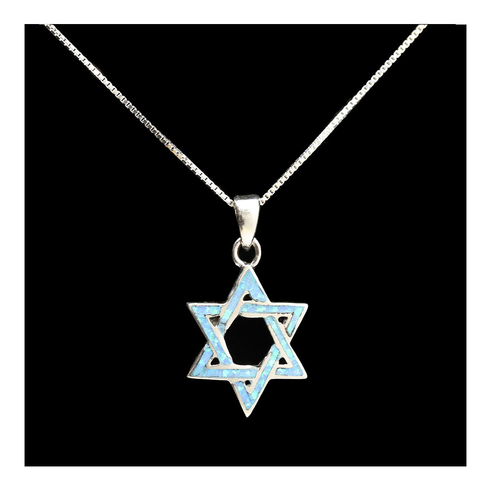 Sterling Star of David and Opal Necklace