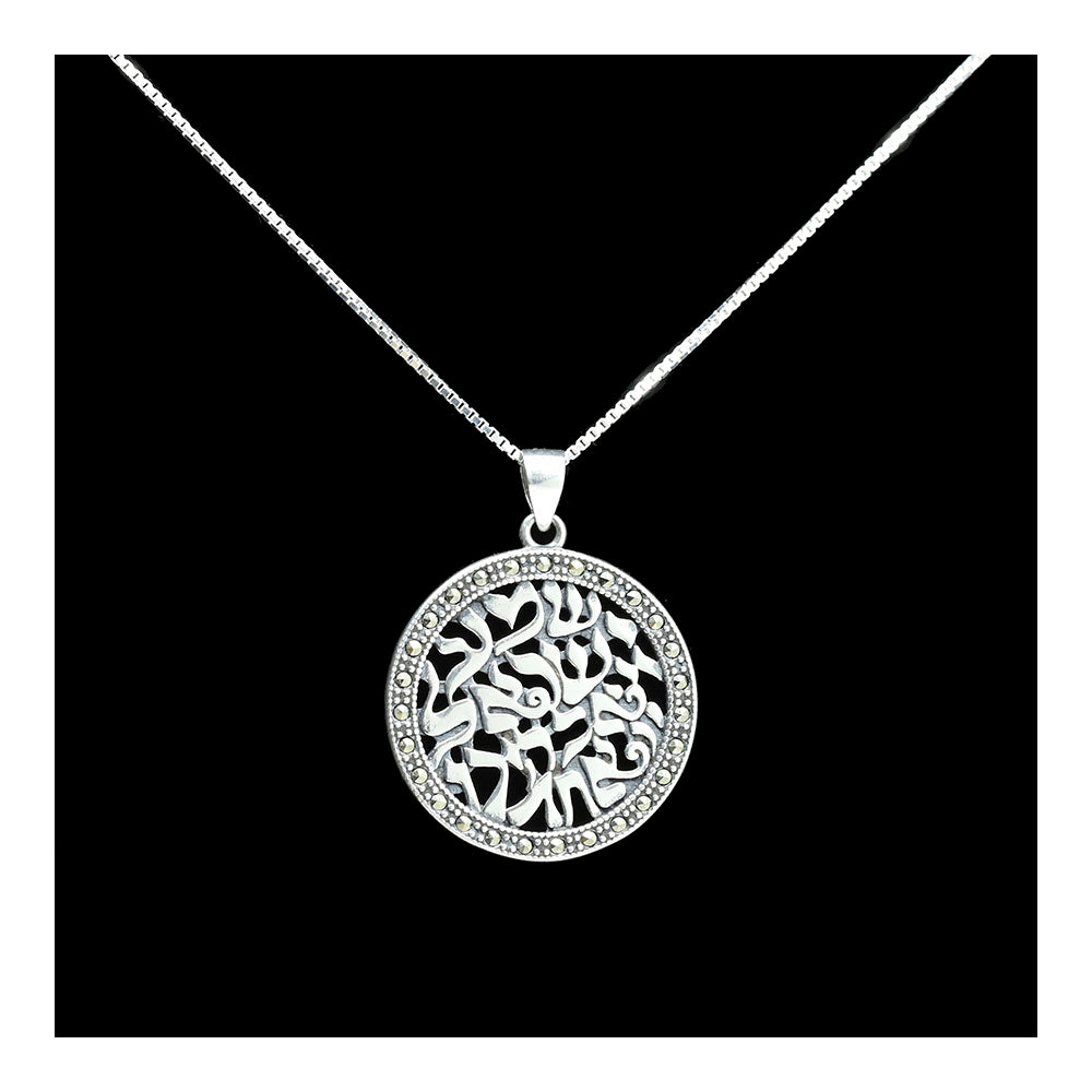 Sterling Shema with Marcasite Ring Necklace