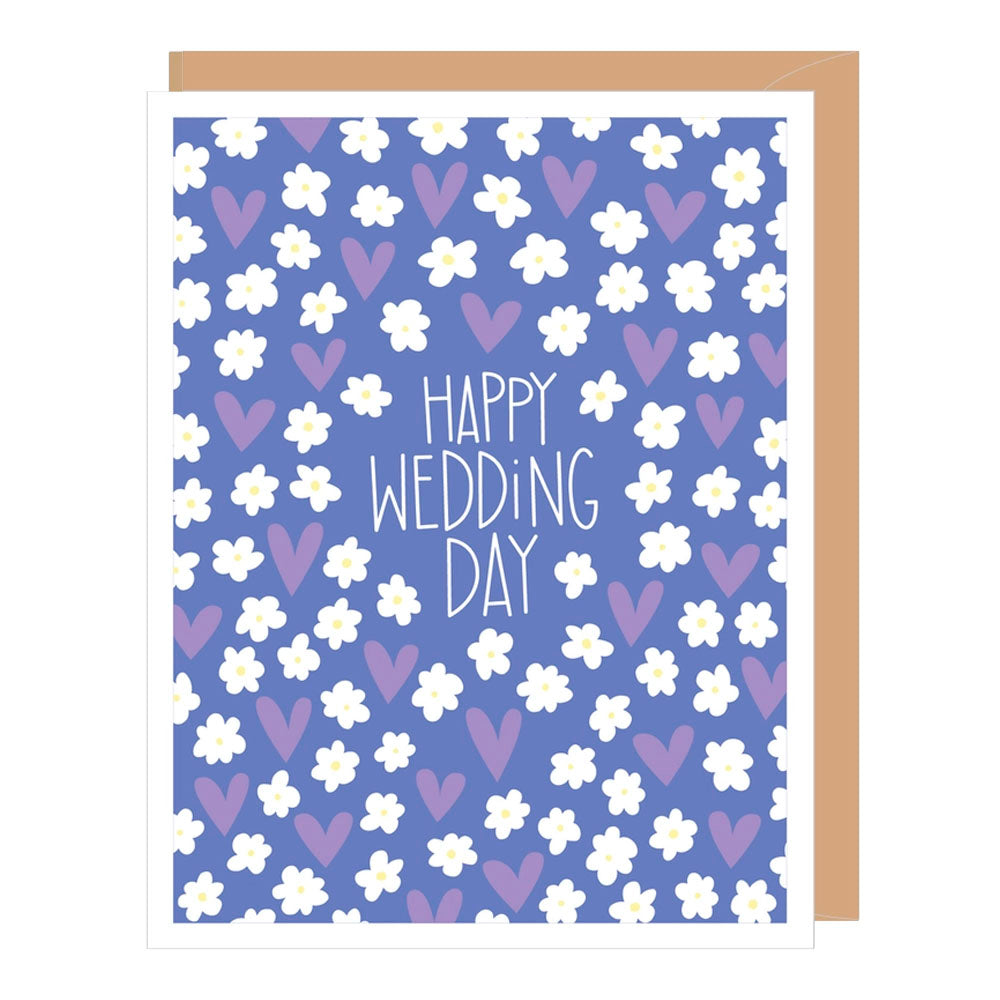 Hearts and Flowers Wedding Day Greeting Card
