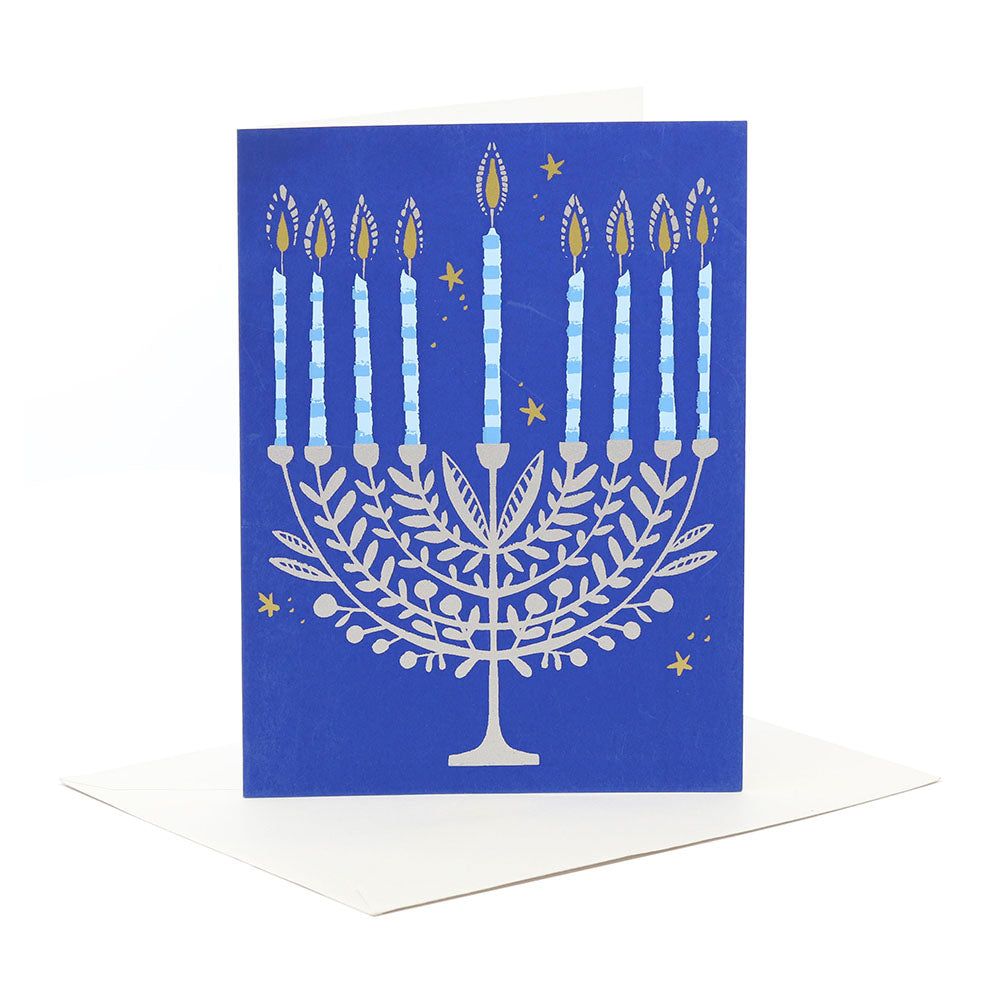 Greeting Card- Silver Menorah