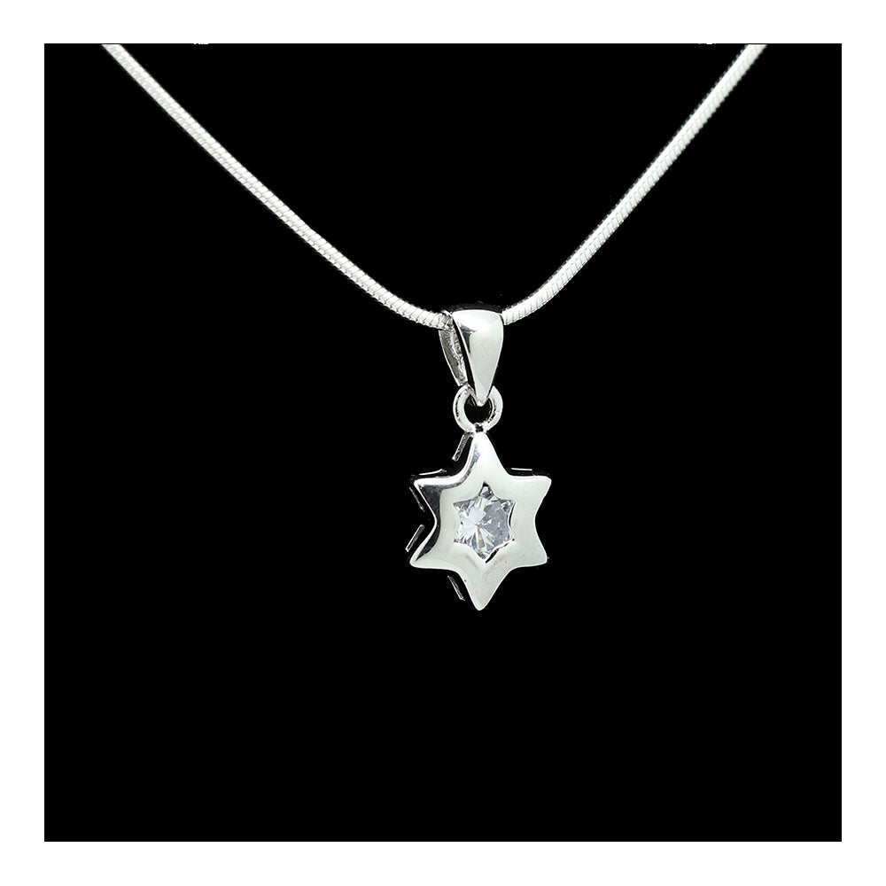 Star of David with Central CZ Star Necklace