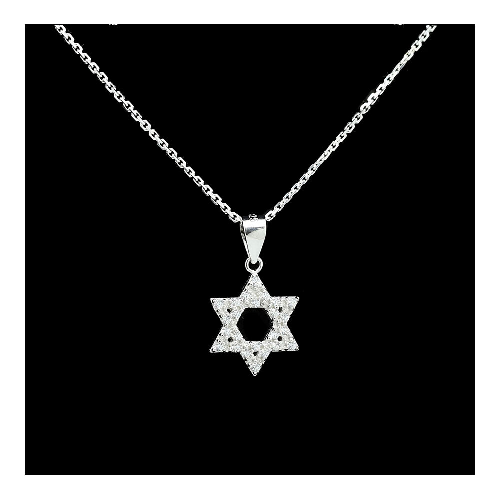 Cutout Center Star of David with Petite CZs Necklace
