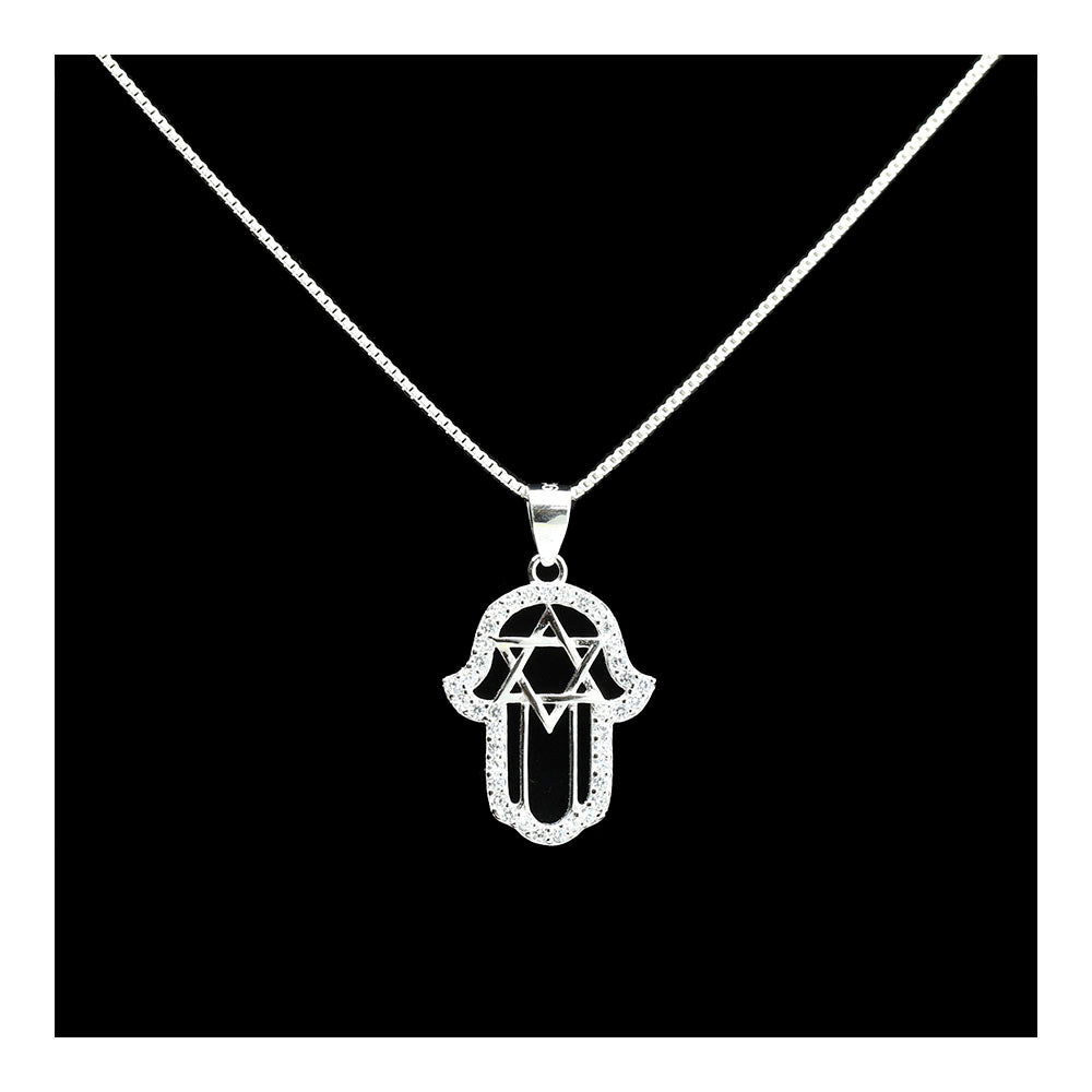 Sterling Hamsa with Star of David Necklace
