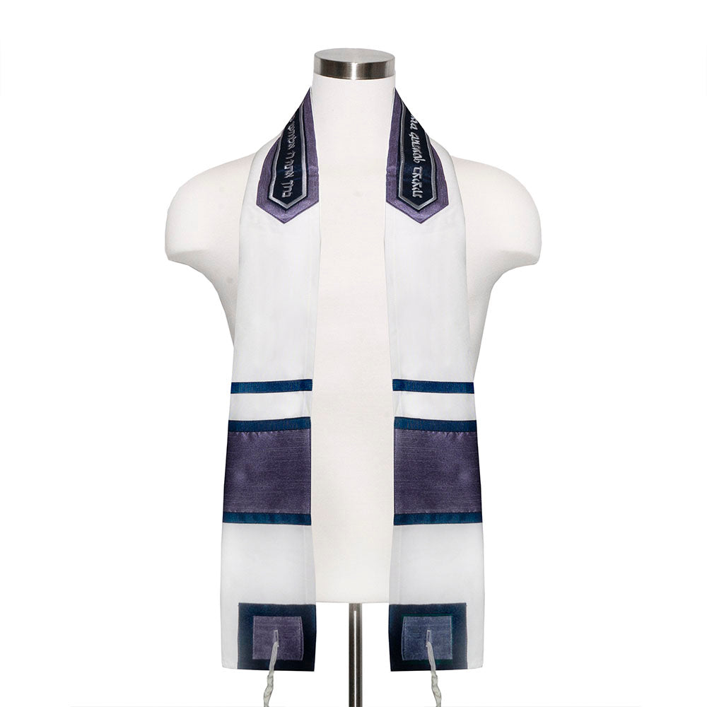 Tallit Set 3 Cube Blue and Lavender