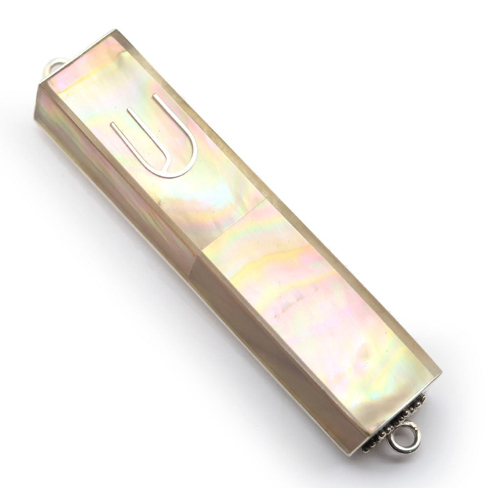 Sterling and Natural Materials Mezuzah Case 3.4"