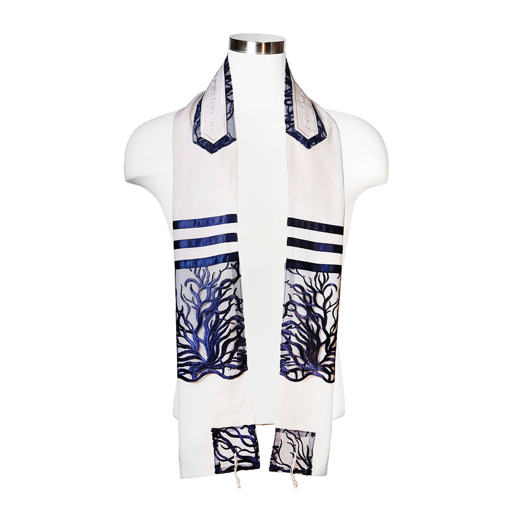 Dark Blue Tree of Life Tallit Set