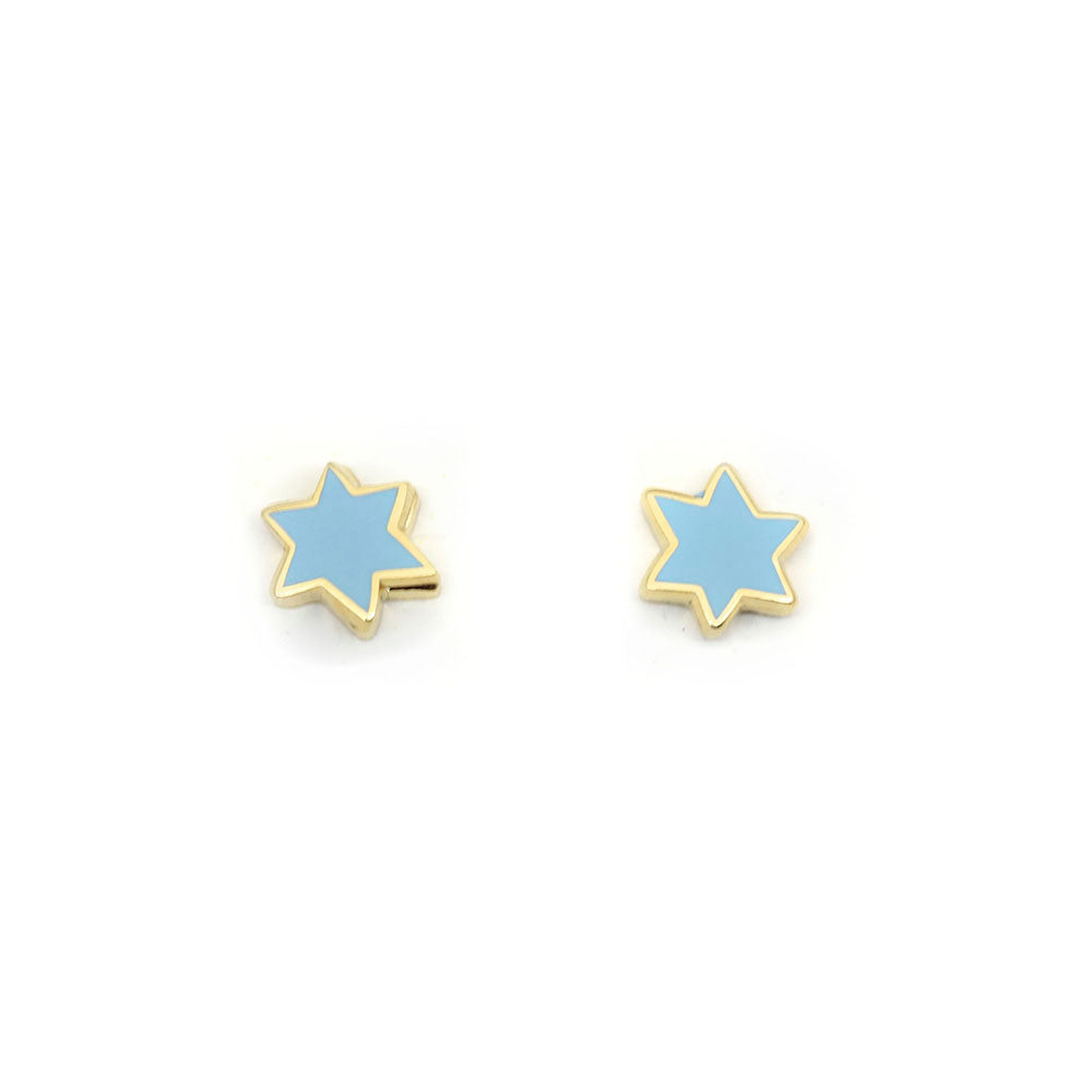 Mini Star of David Stud Earrings Blue