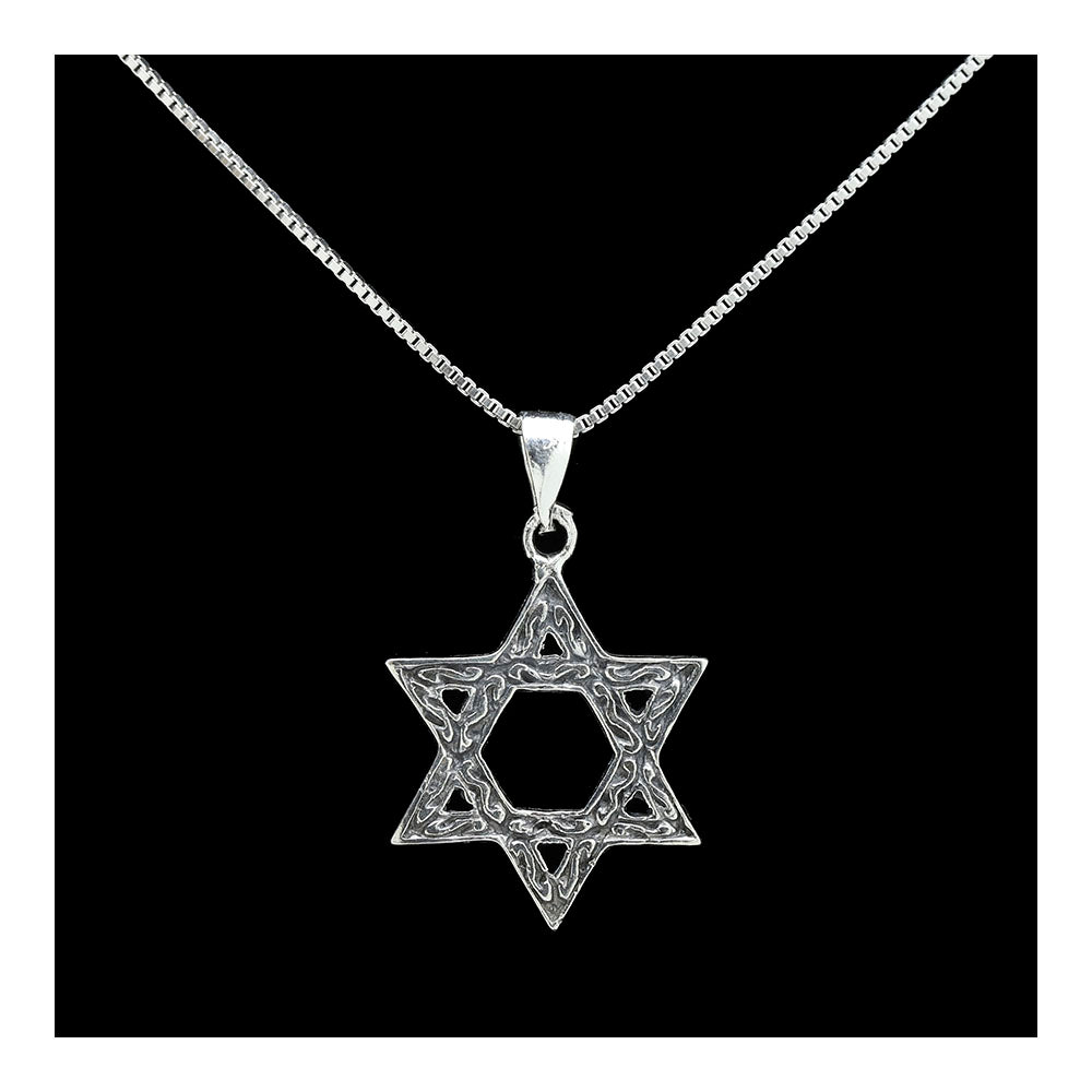 Oxidized Sterling Star of David Necklace