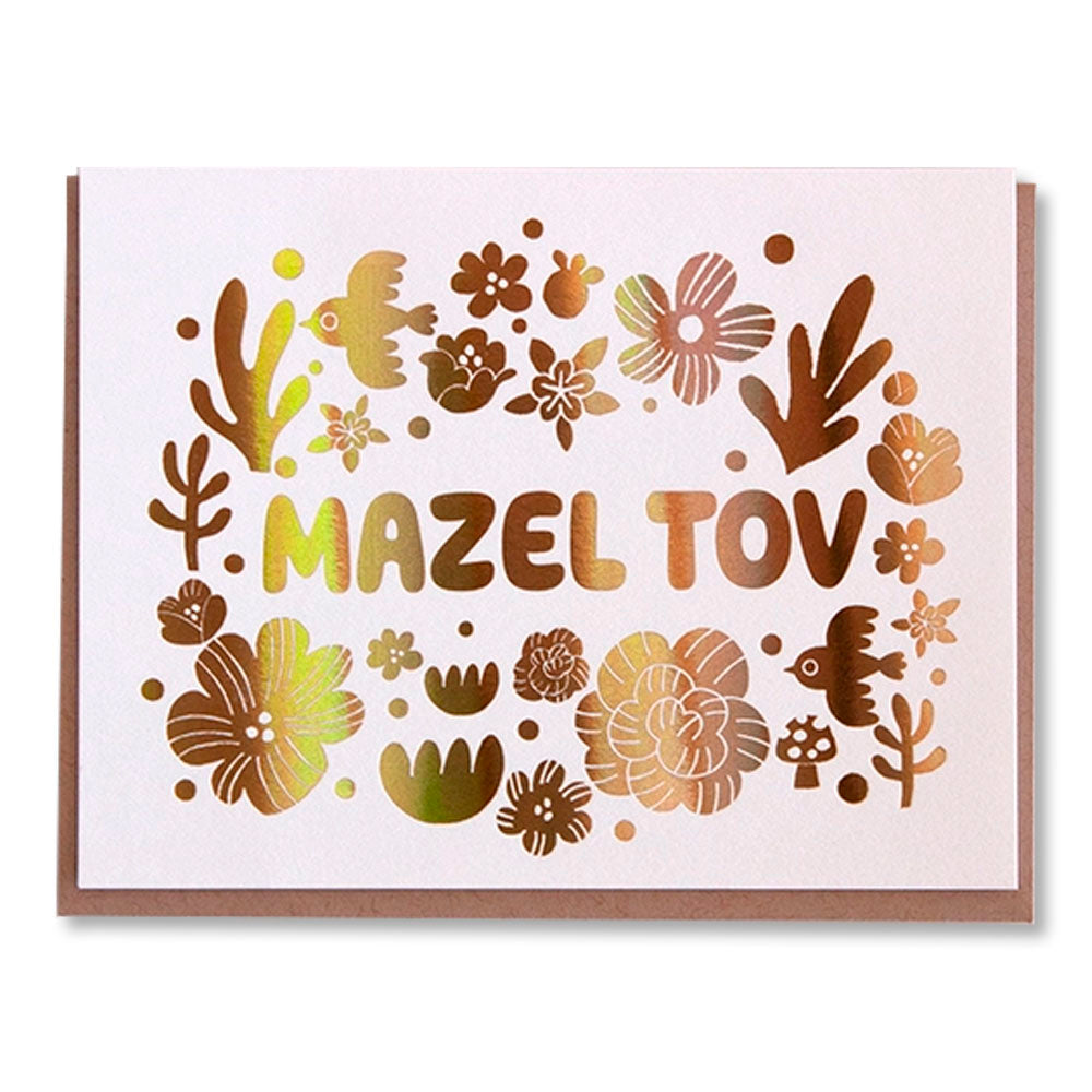 Mazel Tov Birds & Flowers Greeting Card