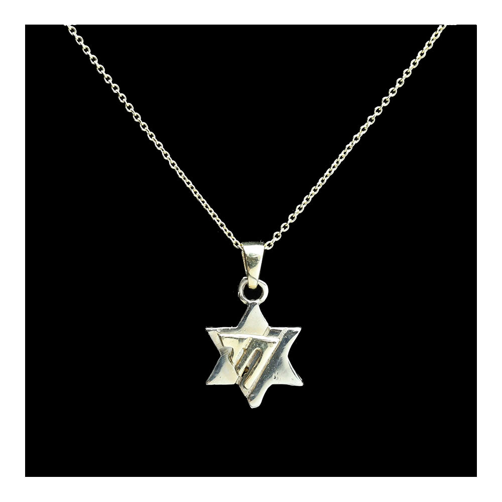 14K Gold 2 Tone Star with Chai