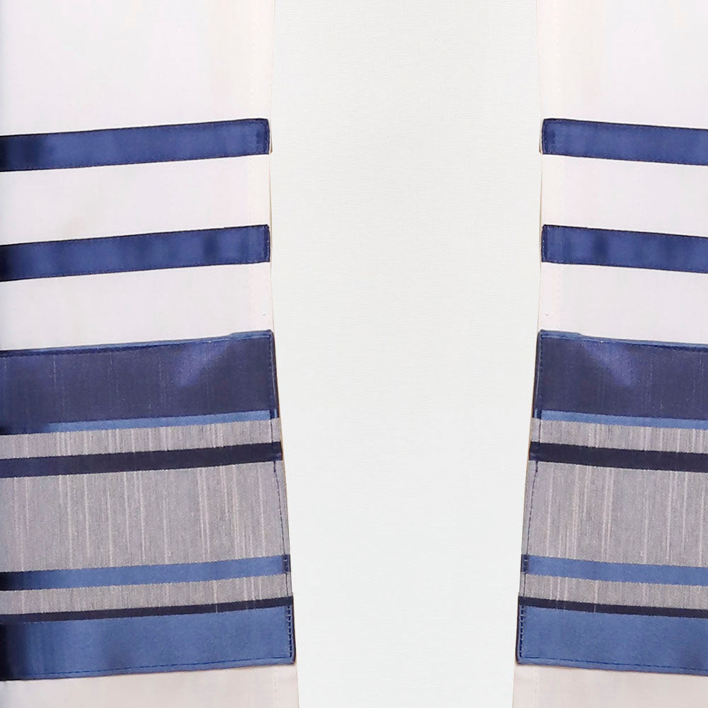 Navy and Silver on Brushed Cotton Tallit Set