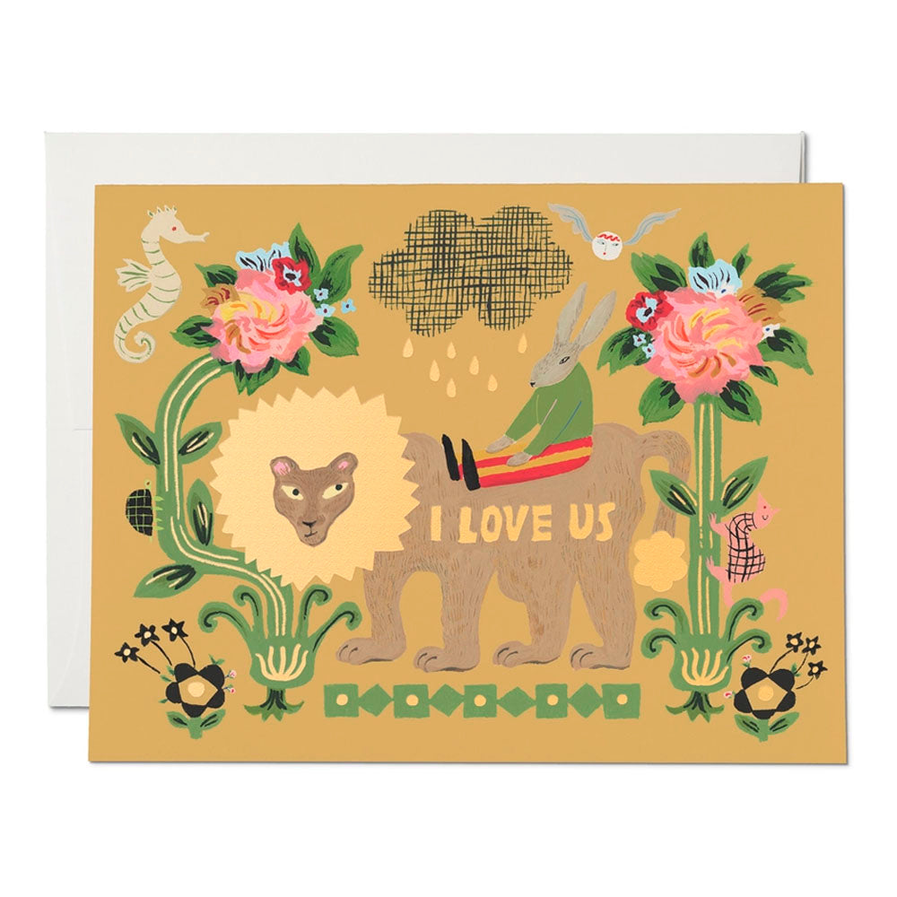 Lion and Rabbit Love Greeting Card