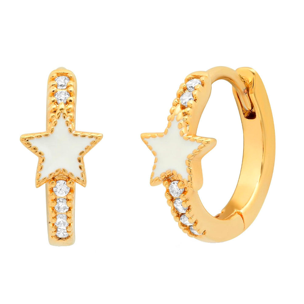 Star Enamel Huggie Earrings