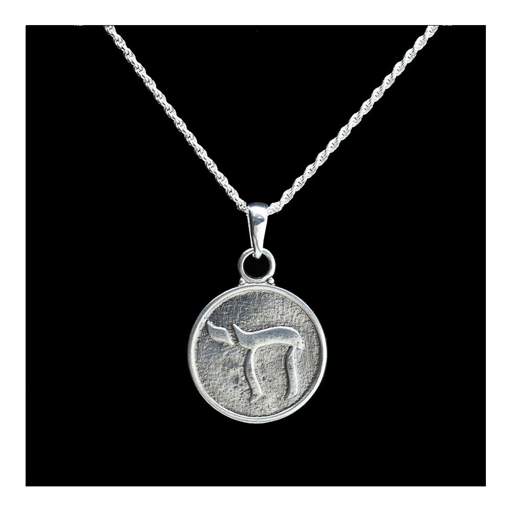 Sterling Disc with Chai and Mazel Necklace