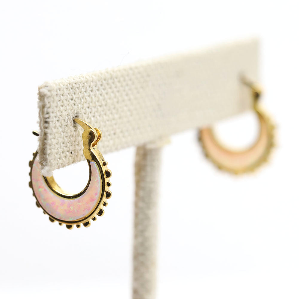White Opal Scallop Huggies