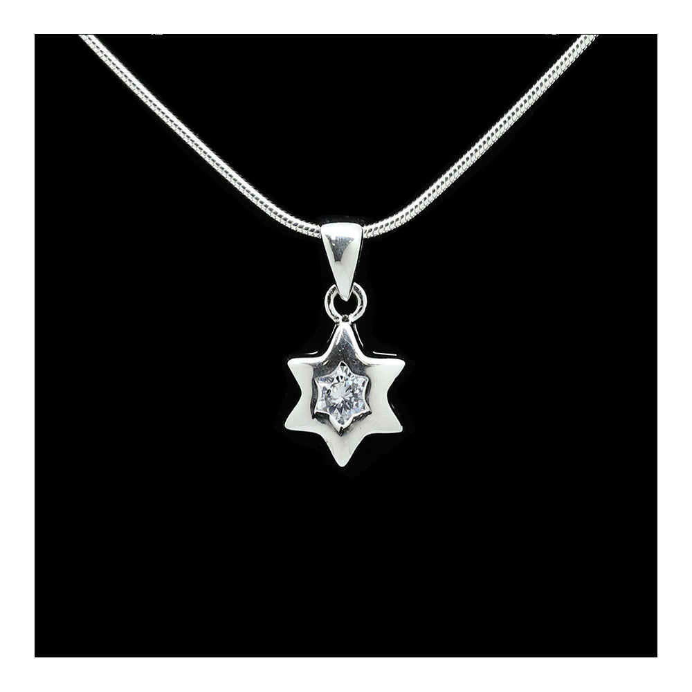 Star of David with Central CZ Star Necklace
