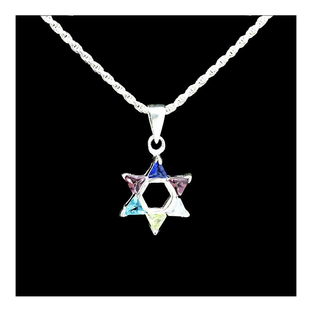 Star of David with Colorful CZ's Necklace