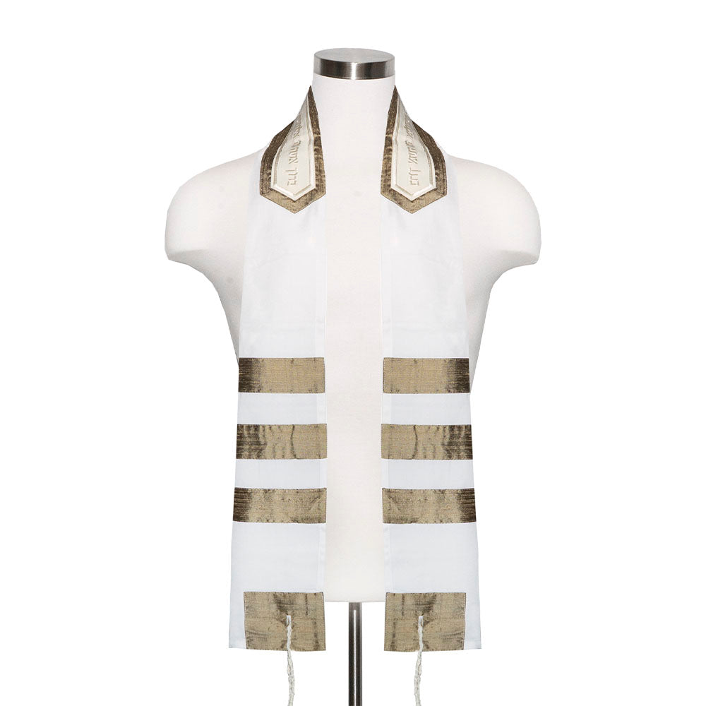 Cotton with Brass Satin Bands Tallit Set