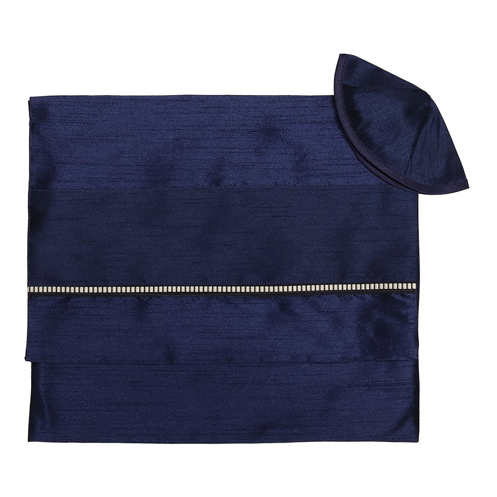 Tallit Set Dark Blue w/Black