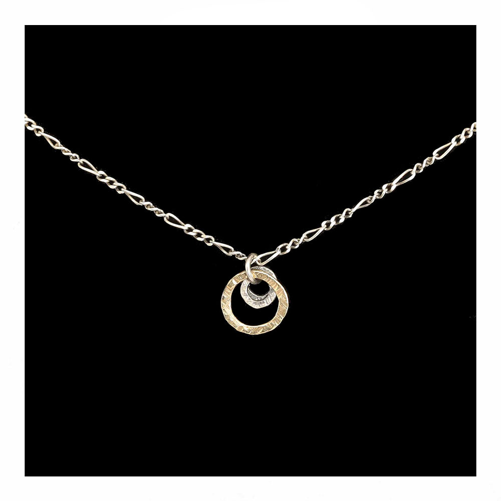 Triple Ring Necklace Sterling and Gold