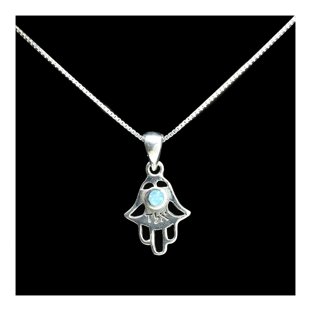 Sterling Hamsa with Opal Necklace