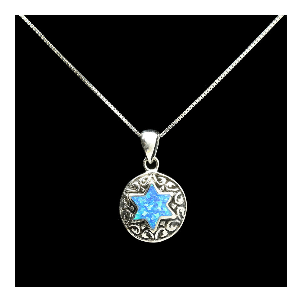 Sterling Medallion Star of David with Opal