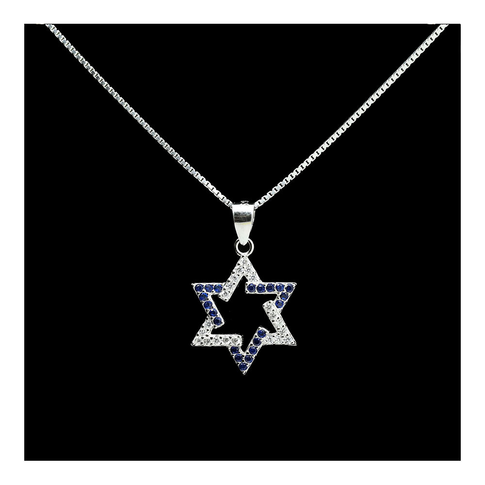 Sterling Star of David with Gems Necklace