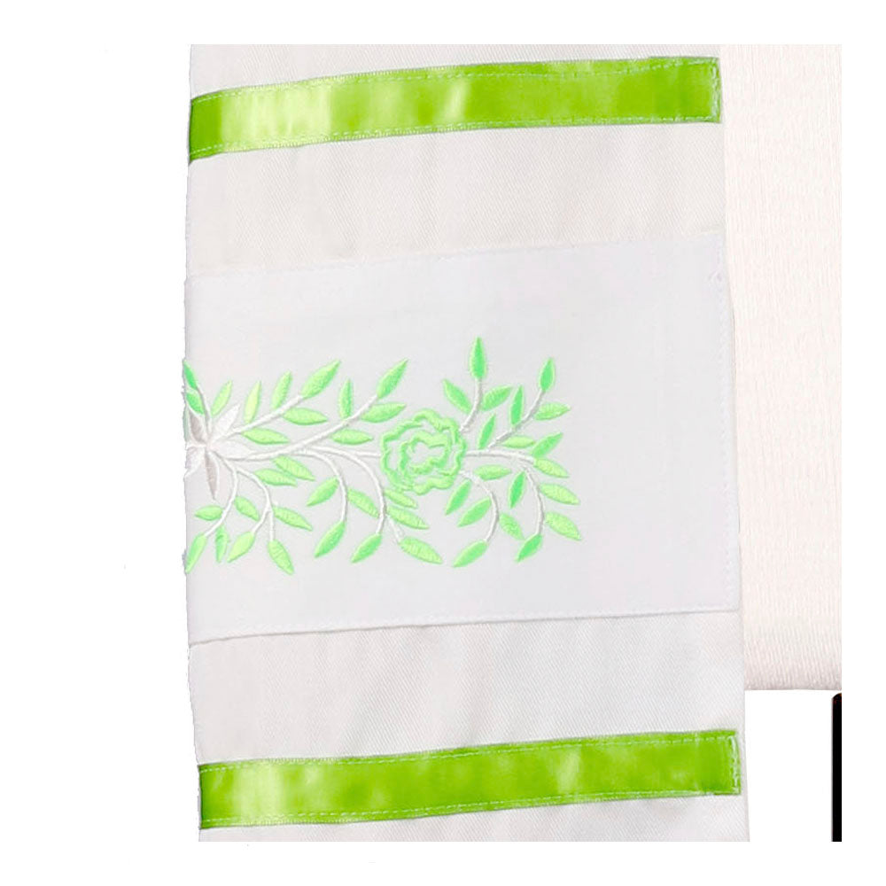 Tallit Set- Lime Green Flowers