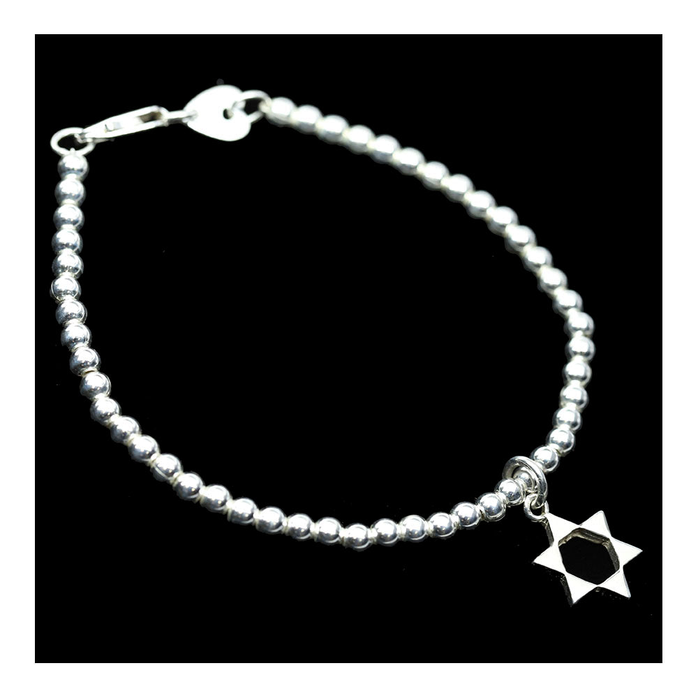 Sterling 4mm Ball Bracelet with Star of David