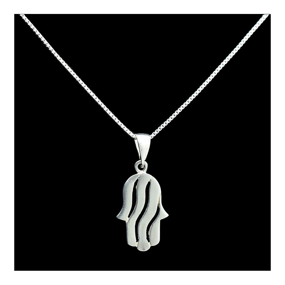 Sterling Swirl Stripe Hamsa Necklace